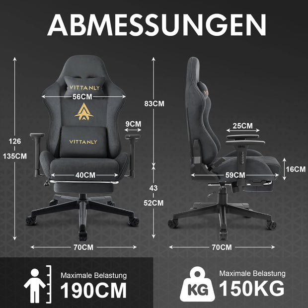 Gaming Chair Luxurious Breathable Office Chair Faux Suede Game Chair Ergonomic Gamer Chair With Footrest Headrest Lumbar Cushio