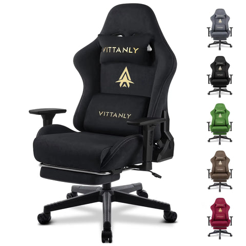 Kitinjoy Gaming Chair Computer Office Chair with Footrest Support Height Adjustable Game Chair with 360°Swivel Seat and Headrest