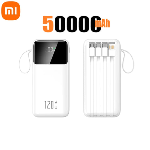 Xiaomi Hot 200000mAh 120W Power Bank Super Fast Charging Powerbank Portable Mobile Power With 4 Wire for iPhone Samsung HUAWEI