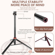 MT-79 Tripod Extendable Tripod with 1/4'' Screw for DSLR Camera Smartphone Fill Light Microphone