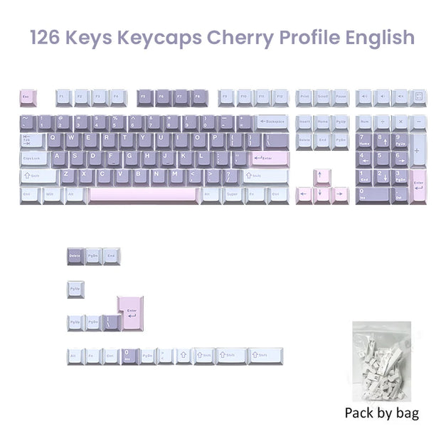 126 Keys Double Shot PBT Cherry Keycaps Mechanical Game Keyboard Wireless for MX Switch Keycap GMK67 GMK87 GMK61 Keyboard Keycap