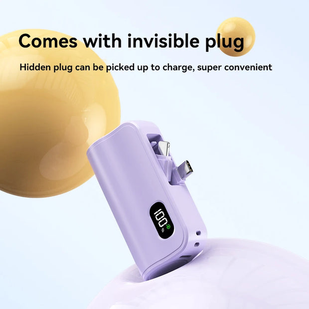 Xiaomi Mini Power Bank 5000mAh Capsule PowerBank 20W Fast Charging External Battery With Foldable Plug for iPhone Android 2025