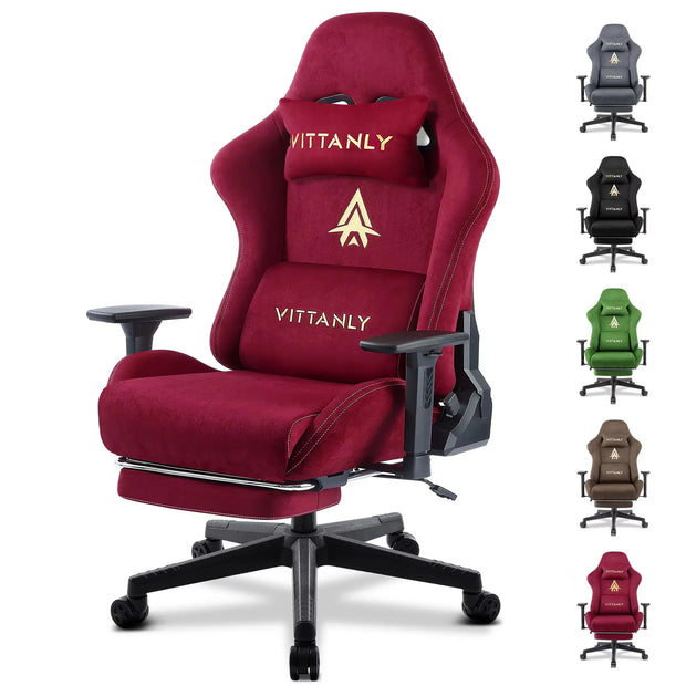 Kitinjoy Gaming Chair Computer Office Chair with Footrest Support Height Adjustable Game Chair with 360°Swivel Seat and Headrest