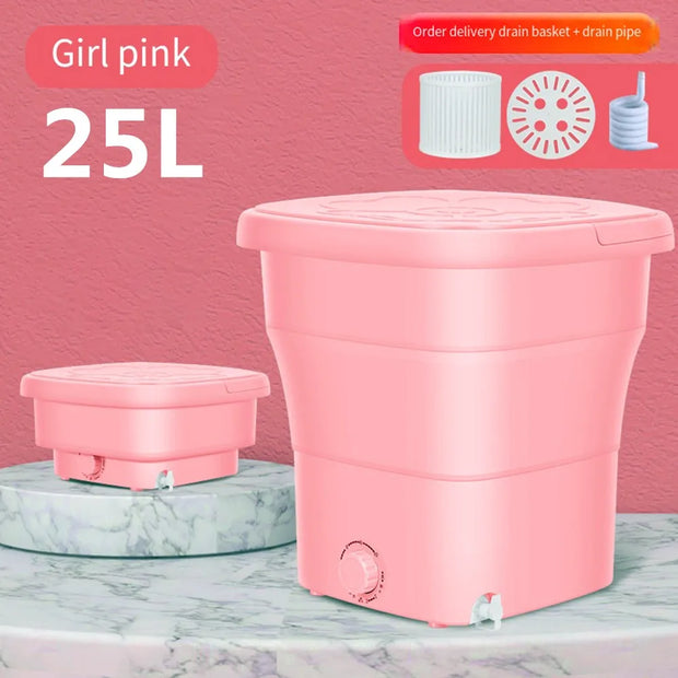 25L Big Capacity Portable Washing Machines Folding and Dryer Bucket For Baby Clothes Socks Laundry Travel Mini Washer 220V 미니세탁기