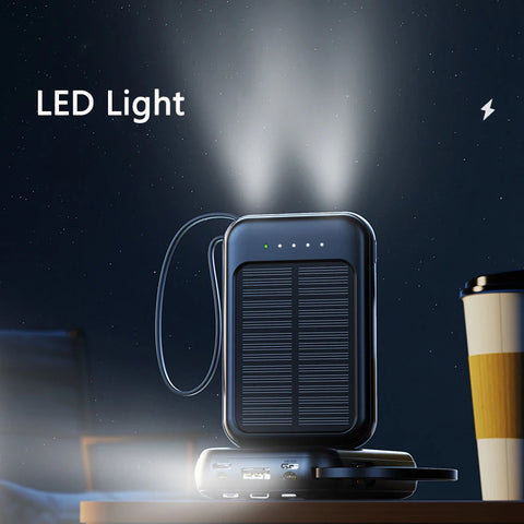 Xiaomi 50000mAh Capacity Solar Power Bank 4 in 1 Built in Cables Comes with LED Lights for Huawei Xiaomi Samsung Apple 2024New