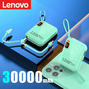 Lenovo 120W Fast Charging 50000mAh Large Capacity Portable Power Bank Cable Two-way Mini Powerbank for iPhone Samsung Huawei