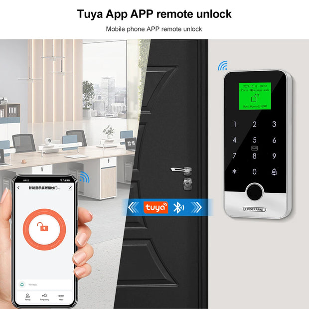 Waterproof Bluetooth Tuya APP Fingerprint Access Controller Standalone RFID Keyboard Touch Keypad 13.56MHz Door Opener System