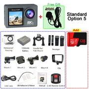 5K 4K60FPS Action Camera Dual IPS Touch LCD DVR EIS 170° 30M Waterproof 5X Zoom Sport Camera With Wireless Mic&Remote Control