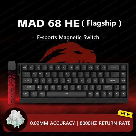 Madlions Mad 60he Mad 68he Wired Mechanical Keyboard Gaming Magnetic Switch RT 0.02mm 8K Polling Rate RGB Hotswap Keyboard