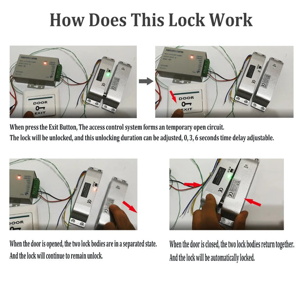 5YOA Electric Mortise Locks Drop Bolt Lock DC12V Smart Electronic with Adjustable Time Delay Fail Safe Mode for Access Control