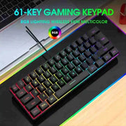 60% wired gaming keyboard, RGB backlight ultra compact mini keyboard, waterproof small compact 61 key keyboard for pc/Mac gamers