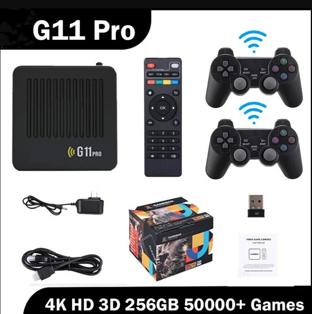 G11 Pro Built-in 60000 Game Video Game Console 4K HD 2.4G 256GB Wireless Controller Emuelec4.3 S905X2 Dual System Family Gamebox