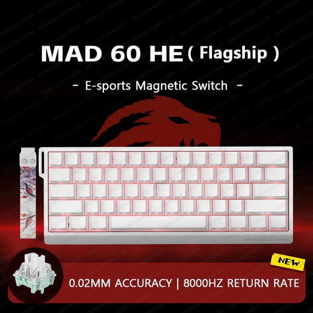 Madlions Mad 60he Mad 68he Wired Mechanical Keyboard Gaming Magnetic Switch RT 0.02mm 8K Polling Rate RGB Hotswap Keyboard