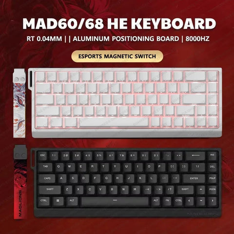 Madlions Mad 60he Mad 68he Wired Mechanical Keyboard Gaming Magnetic Switch RT 0.02mm 8K Polling Rate RGB Hotswap Keyboard