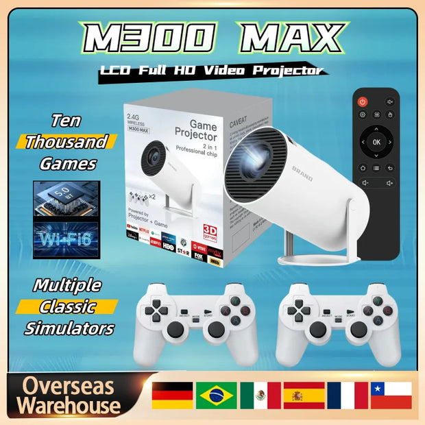 M300 Max Retro Video Game Consoles Video Game Consoles Portable Mini Intelligent Projector 720P Home Projector Boy Games Gifts