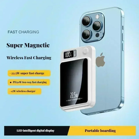 Magnetic power bank 50000mAh large capacity wireless fast charging suitable for iPhone Xiaomi Huawei universal mobile power bank