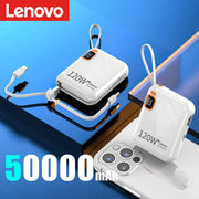 Lenovo 120W Fast Charging 50000mAh Large Capacity Portable Power Bank Cable Two-way Mini Powerbank for iPhone Samsung Huawei