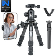 WEYLLAN Mini Carbon Fiber Camera Tripod Portable Lightweight Tabletop Tripod GX2 Travel Tripod for DSLR Camera Max Load 10kg