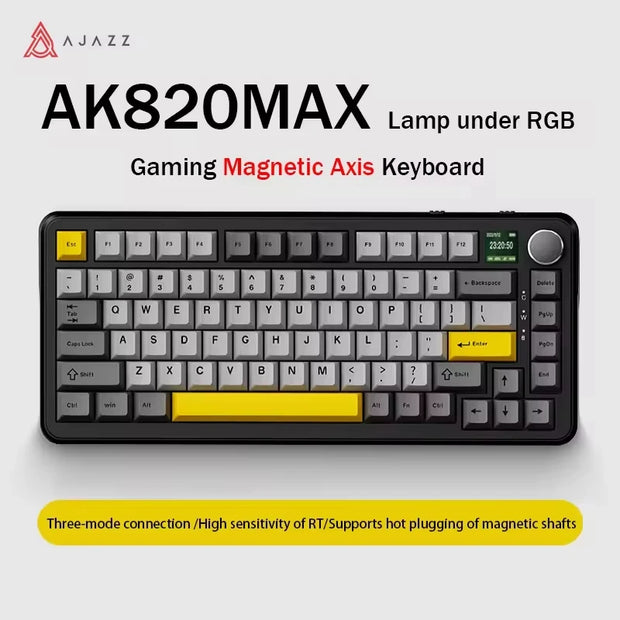 AJAZZ AK820MAX Magnetic Switch Keyboard Wired/Wireless Tri-Mode 75% Layout With 0.85" TFT Screem 81Key Full Hot-Swappable For PC