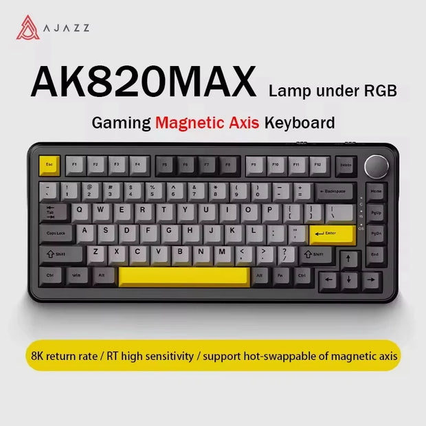 AJAZZ AK820MAX Magnetic Switch Keyboard Wired/Wireless Tri-Mode 75% Layout With 0.85" TFT Screem 81Key Full Hot-Swappable For PC