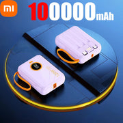 Xiaomi 120W Fast Charging Power Bank 100000mAh Powerbank 3 in 1Built-in Cable External Battery for iPhone Huawei Xiaomi 2024New