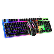 Rainbow Backlit Wired Keyboard and Mouse,Floating Keycap Strong, Wear-resistant,  Comfortable Feel Keyboard for Business Office