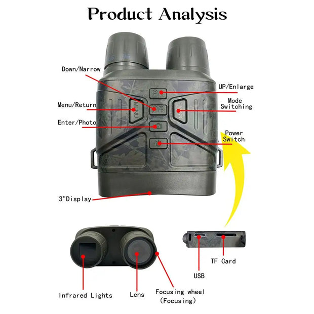 4K Night-Vision Infrared Optical Binocular Night-Vision 5X Digital Zoom Photo Video Taking Full Dark Viewing Distance Wholesale