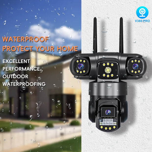 3 Lens Video Surveillance Camera Wifi Network CCTV Camera 4G SIM Card Wireless 360 Monitor Outdoor Waterproof Security Cameras