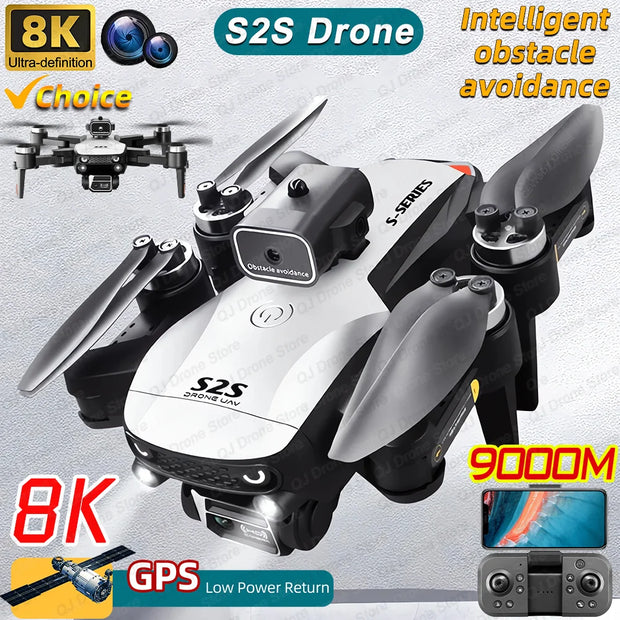 New S2S Drone 8K Professional HD Dual Camera Brushless Obstacle Avoidance Aerial Photography Foldable Quadcopter Toys Gifts