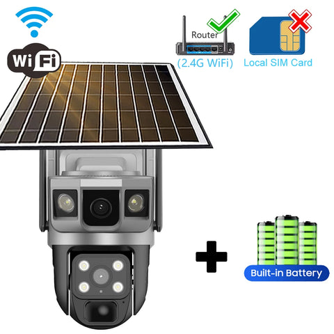 6K 12MP Solar Camera 4G SIM Card WiFi Smart Home Security Protection Outdoor IP Wireless Waterproof Video Surveillance Cameras