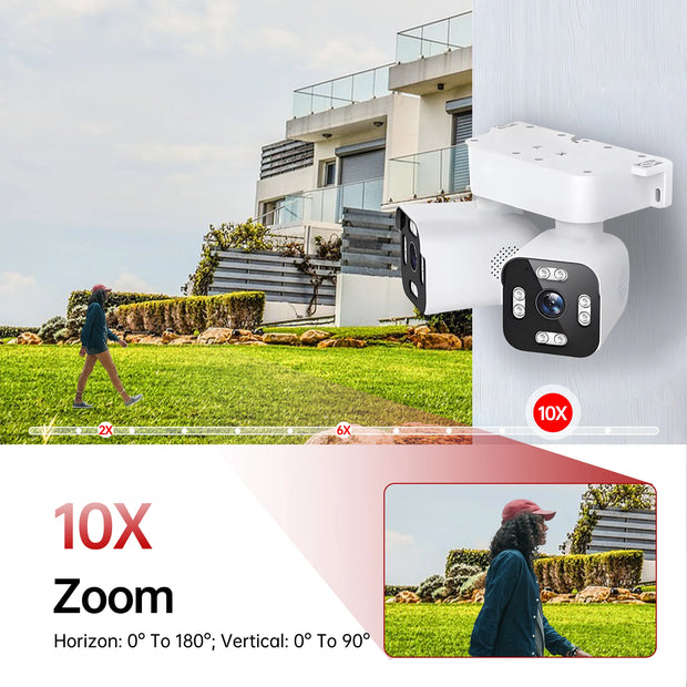 5MP 10X Zoom PTZ Wifi Bullet IP camera dual lens Outdoor Auto tracking Waterproof Panoramic View CCTV Video Surveillance Camera