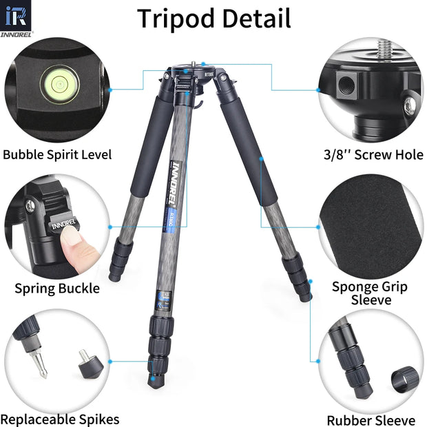 RT80C/NT324C Professional Carbon Fiber Tripod for DSLR Camera Video Camcorder Birdwatching Heavy Duty Camera Stand 75mm Bowl