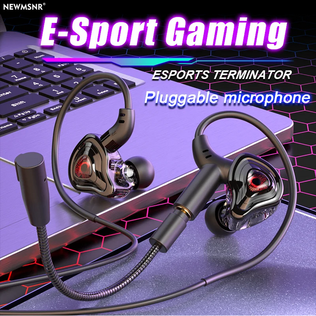 With Dual Microphones Type C&3.5mm In-ear Earphones HiFi Stereo Headsets Sport Gaming Headphone with HD Mic Handfree for Samsung