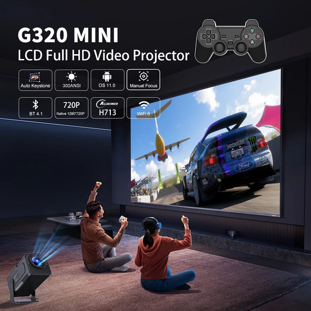 Projector Video Game Sticks Console 2.4G Dual Wireless Controller Game Stick 4K 20000 Games Retro Game Projector Christmas Gift