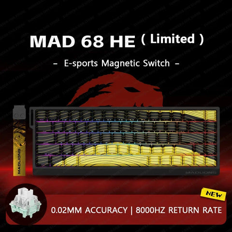 Madlions Mad 60he Mad 68he Wired Mechanical Keyboard Gaming Magnetic Switch RT 0.02mm 8K Polling Rate RGB Hotswap Keyboard