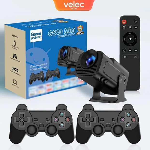 Velec Retro Video Game Projector with Built-in 20000+ Game Handheld Wireless Controller Children's Games Stick Christmas Gift