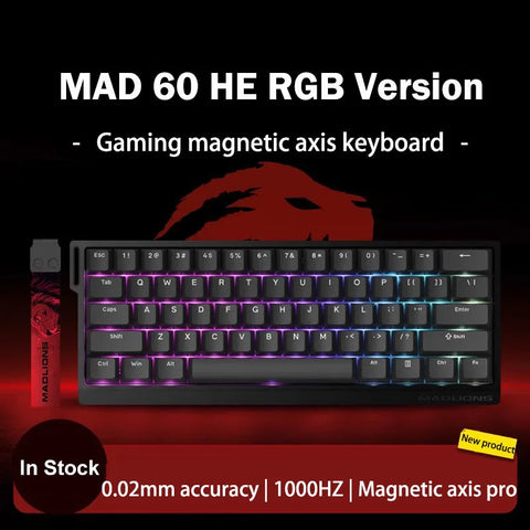 MADLIONS MAD 60/68HE Gaming Magnetic Switch Keyboard Wired Key Web Drive Custom 8K 61/68 Return RT Adjustable Keystroke Hot Swap