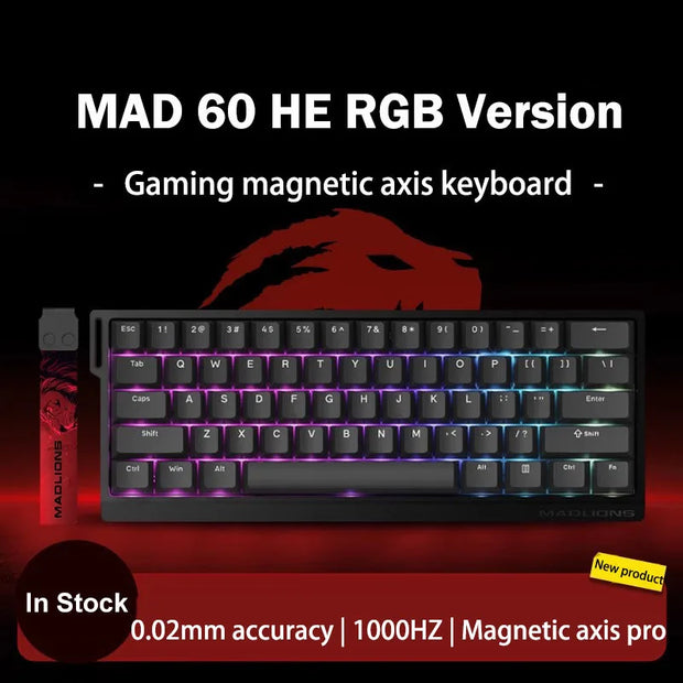 MADLIONS MAD 60/68HE Gaming Magnetic Switch Keyboard Wired Key Web Drive Custom 8K 61/68 Return RT Adjustable Keystroke Hot Swap