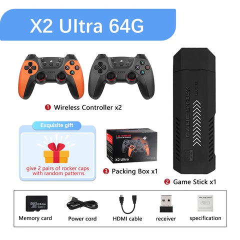 X2 Ultra X2 Plus GD10 Pro 4K Game Stick 3D HD Retro Video Game Console Wireless Controller TV 50 Emulator For PS1/N64/DC  Gift