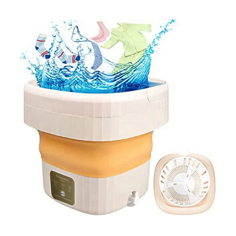 Mini Foldable Portable Small Bucket Washing Machine with Touch Screen and Drainer Basket for Camping, Apartment US Plug