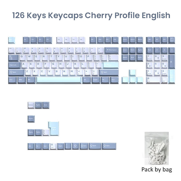 126 Keys Double Shot PBT Cherry Keycaps Mechanical Game Keyboard Wireless for MX Switch Keycap GMK67 GMK87 GMK61 Keyboard Keycap