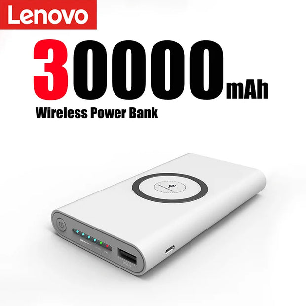 Lenovo 200000mAh External Battery Power Bank Two-Way Wireless Fast Charge Powerbank Portable Charger Type-C For iPhone Samsung