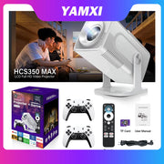 HCS350Max Game Console Projector Upgraded White Home Theater with Voice Control Portable Beamer 720P Native with Simulator Games