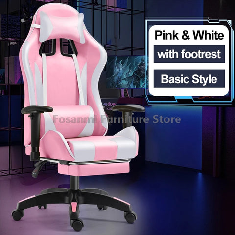 Lift and Swivel Gaming Chair with armrests Home Office Computer High-quality Leather Gamer Chairs Internet Anchor Racing Chair