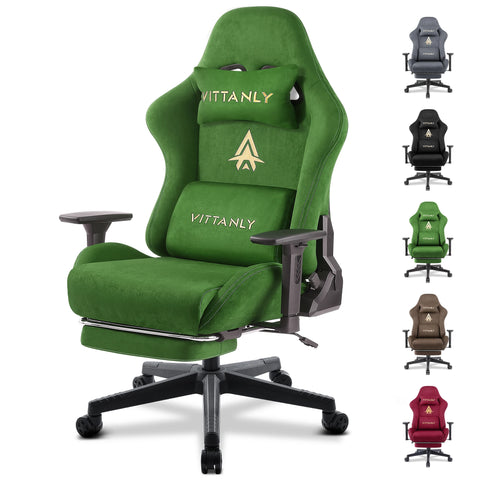 Gaming Chair Luxurious Breathable Office Chair Faux Suede Game Chair Ergonomic Gamer Chair With Footrest Headrest Lumbar Cushio