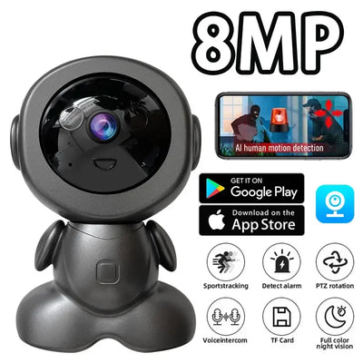 8MP PTZ Wifi IP Camera Color Night Auto Tracking AI Human Detect Baby Monitor HD Wireless Robot Surveillance Cmaeras Smart Home