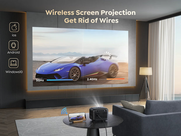 TOPTRO MINI Projector WiFi Bluetooth Projector 15000 Lumens Portable Projectors Support 1080p Video for Home Outdoor Cinema