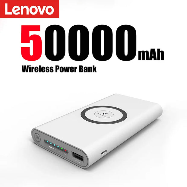 Lenovo 200000mAh External Battery Power Bank Two-Way Wireless Fast Charge Powerbank Portable Charger Type-C For iPhone Samsung