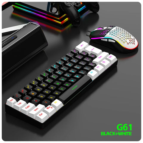 60% wired gaming keyboard, RGB backlight ultra compact mini keyboard, waterproof small compact 61 key keyboard for pc/Mac gamers