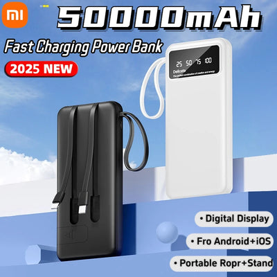 Xiaomi New Portable Power Bank 50000mAh Large Capacity PowerBank Fast Charging External Battery With Cable For iPhone Android